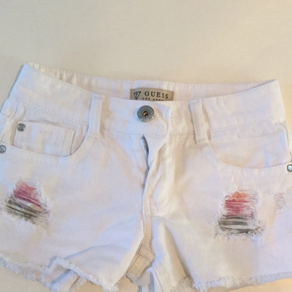 Guess white jean shorts